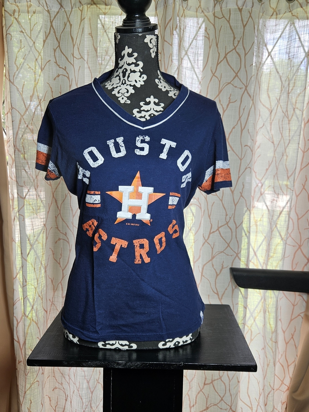 XL Houston Astros Starter Navy & Orange V-Neck Tee